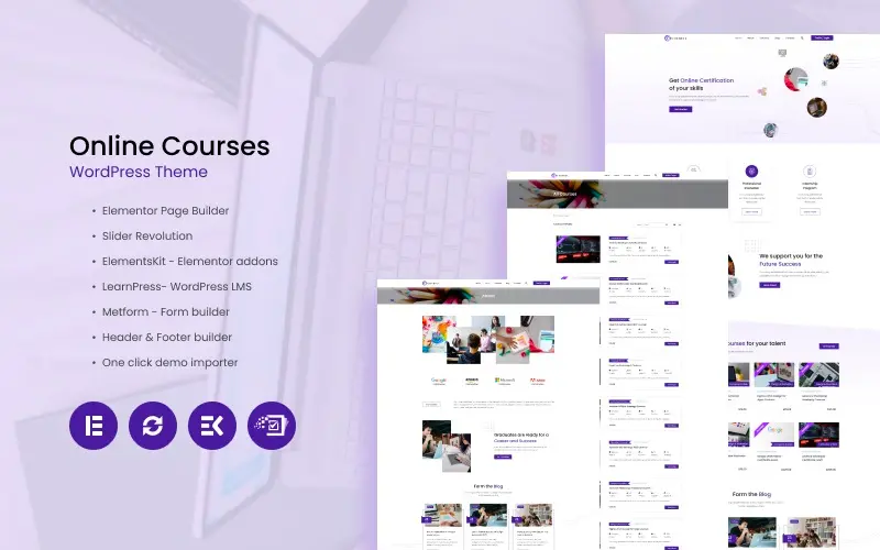 Responsive online courses WordPress theme for teachers