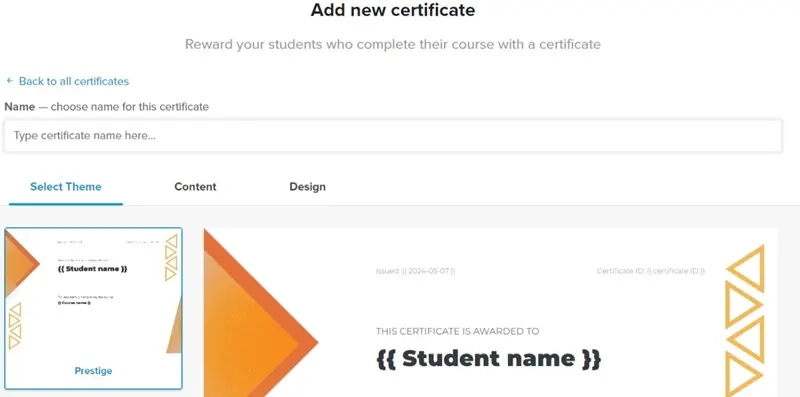 Payhip add new certificate